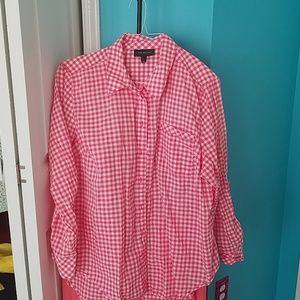 gingham print blouse